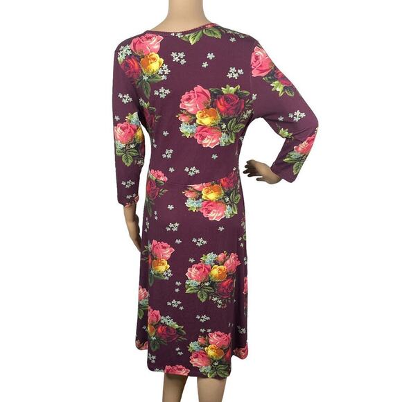 NWT LaLamour 90s Style Purple Floral Cottagecore Faux Wrap Dress SZ L - Picture 6 of 7